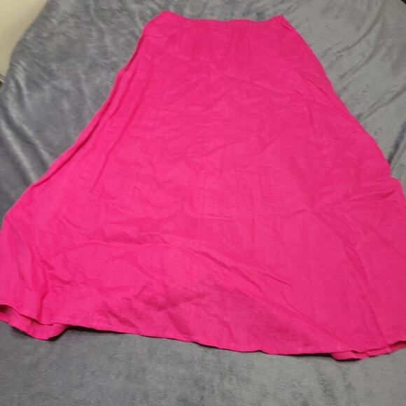 Choices Skirt Women Medium A Line Pink Barbiecore Linen Button Front Maxi Modest - Picture 11 of 12